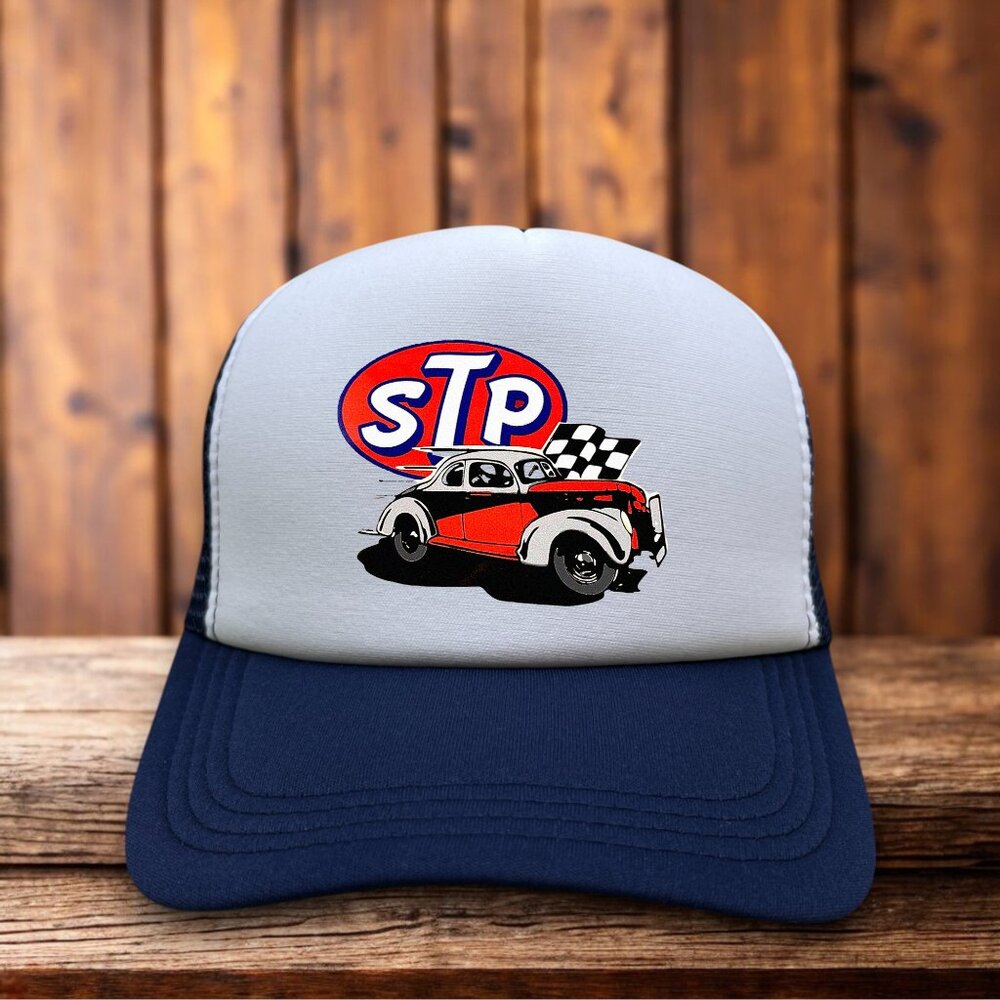 STP Racecar Mens Trucker Hat Navy Snapback Motor Oil Vintage Classic Cap